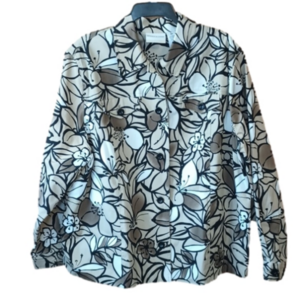 LIKE new. Khaki Sequin Floral Long Sleeve Trucker Jacket 18W